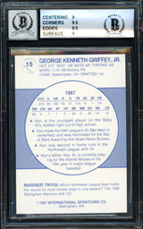 Ken Griffey Jr. Autographed 1987 Bellingham Rookie Card #15 Seattle Mariners BGS 9 Auto Grade Gem Mint 10 Beckett BAS #14727276