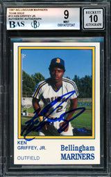 Ken Griffey Jr. Autographed 1987 Bellingham Rookie Card #15 Seattle Mariners BGS 9 Auto Grade Gem Mint 10 Beckett BAS #14727247
