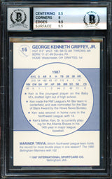 Ken Griffey Jr. Autographed 1987 Bellingham Rookie Card #15 Seattle Mariners BGS 9 Auto Grade Gem Mint 10 Beckett BAS #14727247