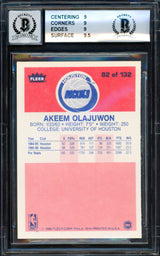 Hakeem Olajuwon Autographed 1986-87 Fleer "The Dream" Rookie Card #82 Houston Rockets BGS 9 Auto Grade Gem Mint 10 Beckett BAS #15530341