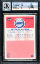Hakeem Olajuwon Autographed 1986-87 Fleer "The Dream" Rookie Card #82 Houston Rockets BGS 8 Auto Grade Gem Mint 10 Beckett BAS #15530323