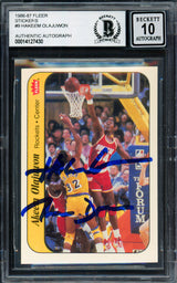Hakeem Olajuwon Autographed 1986 Fleer Stickers "The Dream" Rookie Card #9 Houston Rockets Auto Grade Gem Mint 10 Beckett BAS #14127430