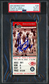 Ken Griffey Jr. Autographed 2000th Hit Ticket 6/18/2002 Seattle Mariners PSA 6 Auto Grade Gem Mint 10 PSA/DNA #68034429