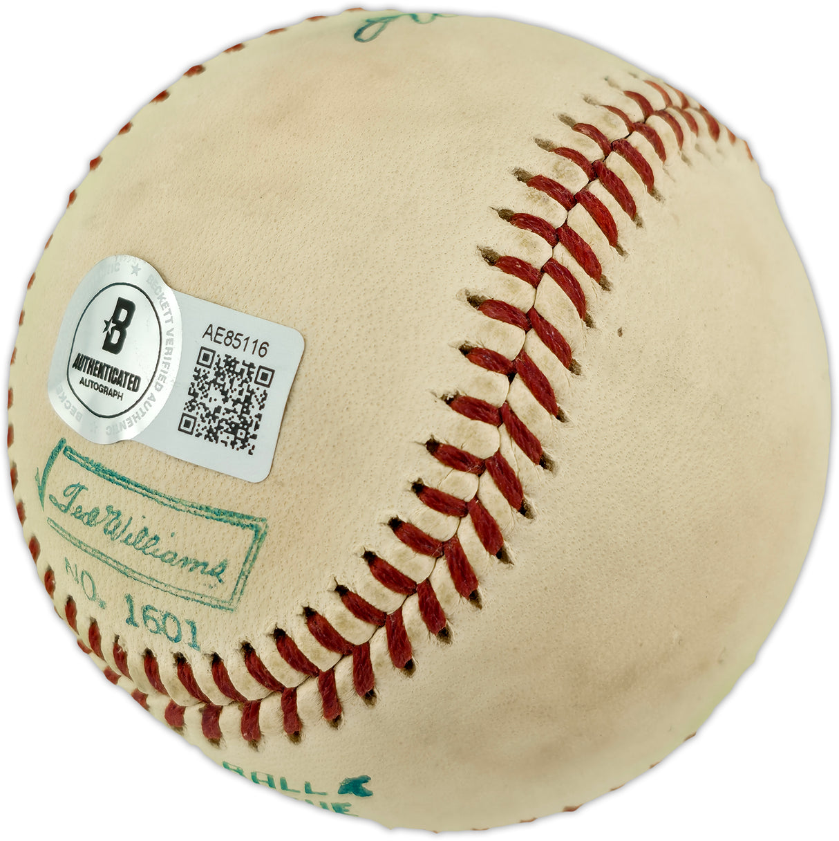 Ted Williams Autographed Official Major League Baseball Boston Red Sox Beckett BAS #AE85116