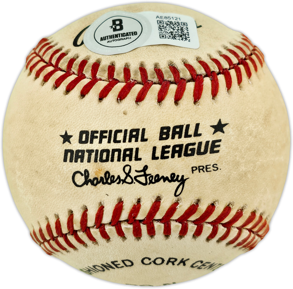 Hank Aaron Autographed Official NL Baseball Atlanta Braves Beckett BAS #AE85121