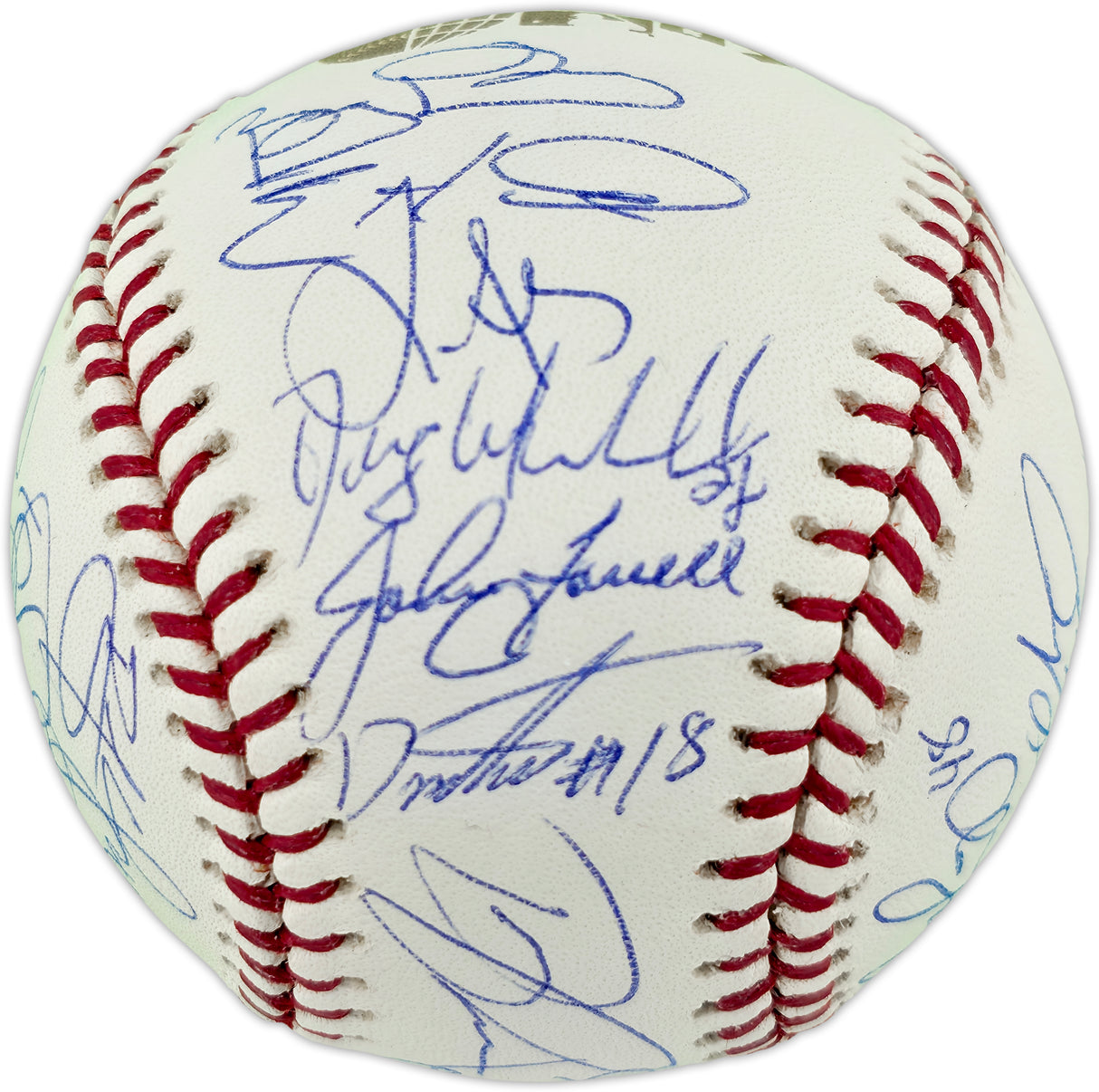 2007 World Series Champs Autographed Official WS Logo Baseball Boston Red Sox With 27 Signatures Including Pedroia & Varitek MLB Holo #BB680704