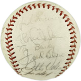 1973 New York Yankees Autographed Official Cronin American League Baseball With 23 Signatures Including Thurman Munson Beckett BAS #AE85551
