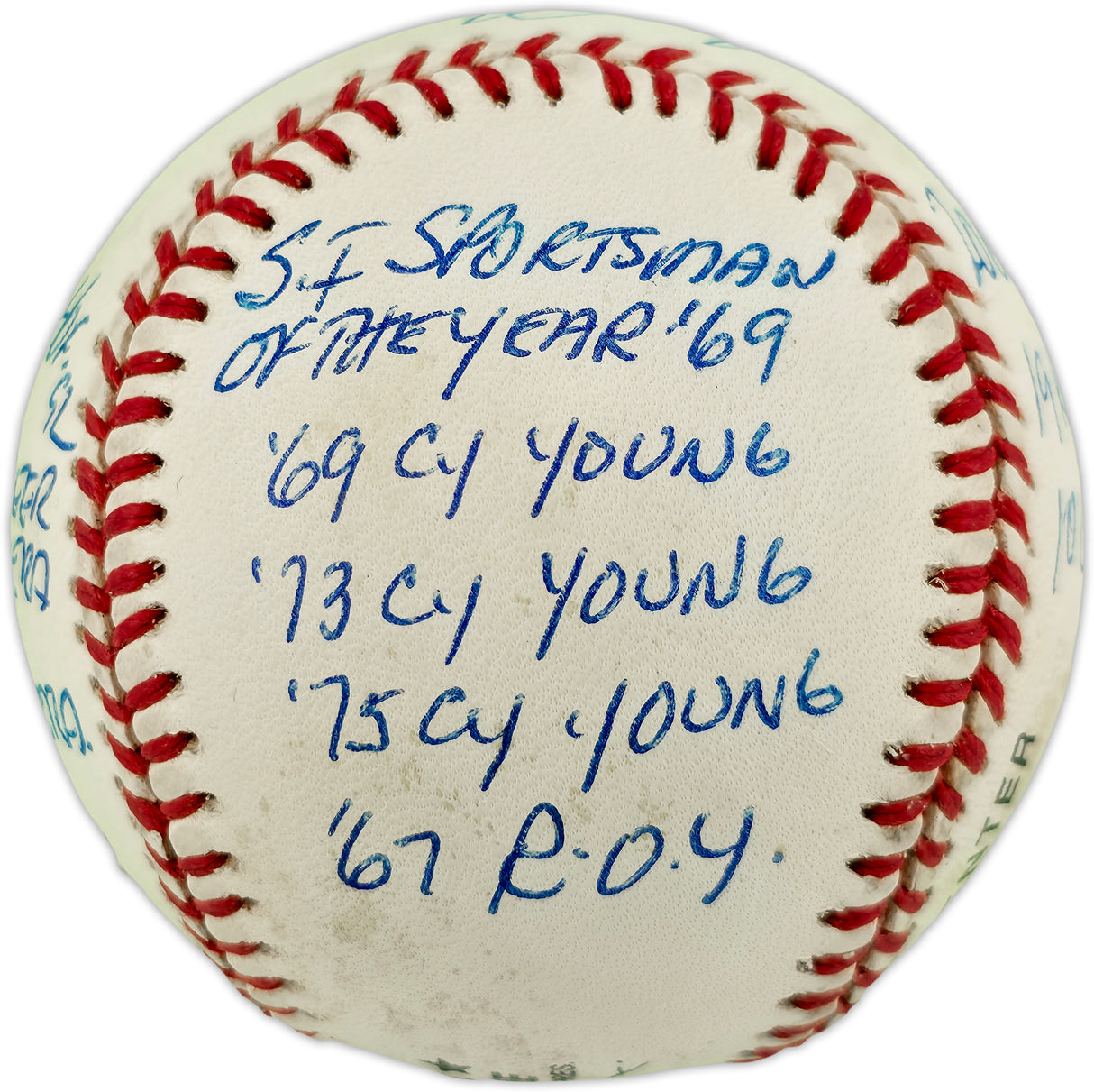Tom Seaver Autographed Official NL Statball Baseball New York Mets Beckett BAS QR #BP42937