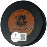 Wayne Gretzky Autographed Official Los Angeles Kings Logo Hockey Puck Beckett BAS #AE85528