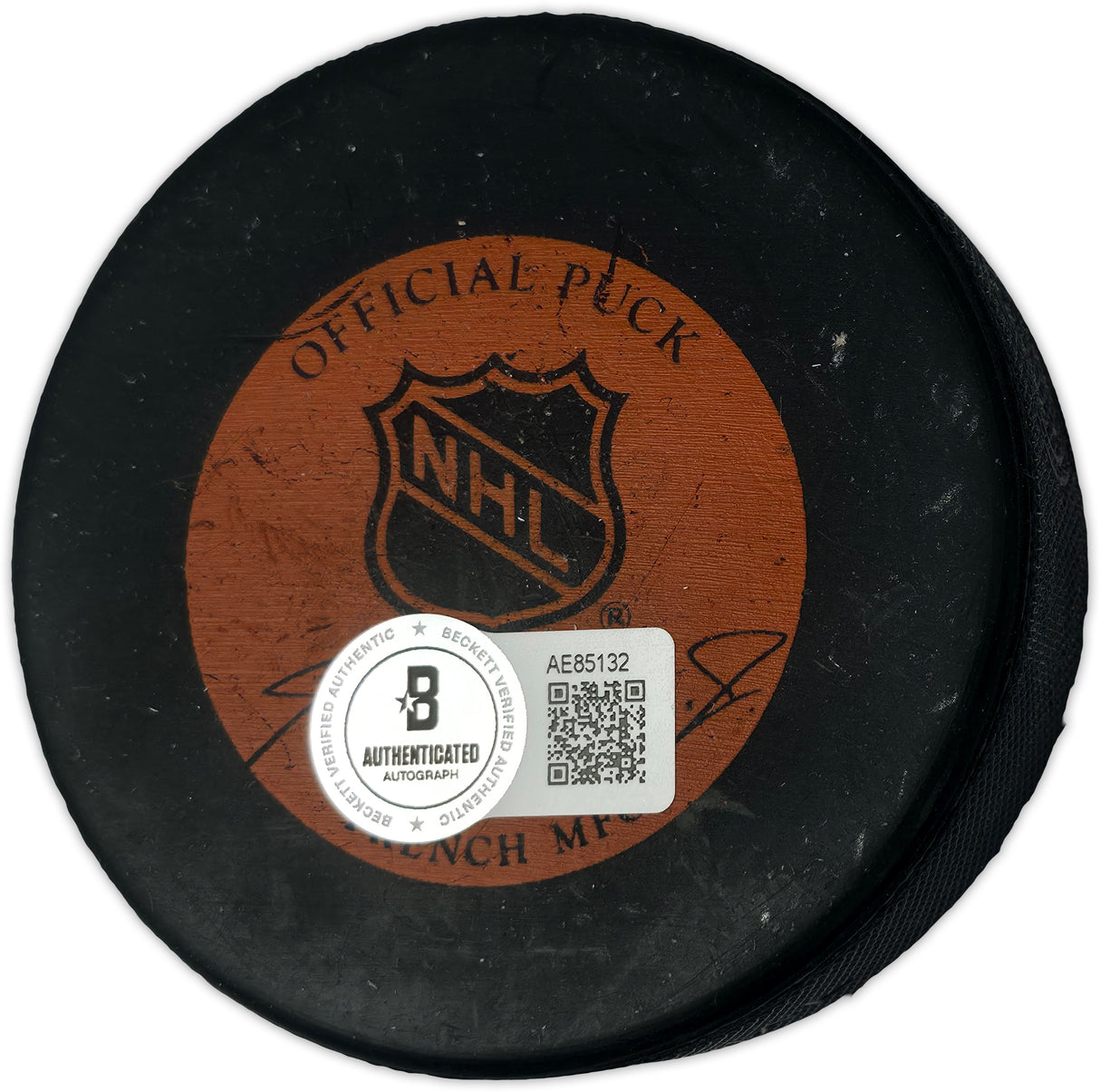 Gordie Howe, Sid Abel, & Ted Lindsay Autographed Official Detroit Red Wings Logo Hockey Puck Production Line Beckett BAS #AE85132