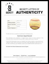 Hank Aaron Autographed Official NL Baseball Atlanta Braves Beckett BAS #AE85121