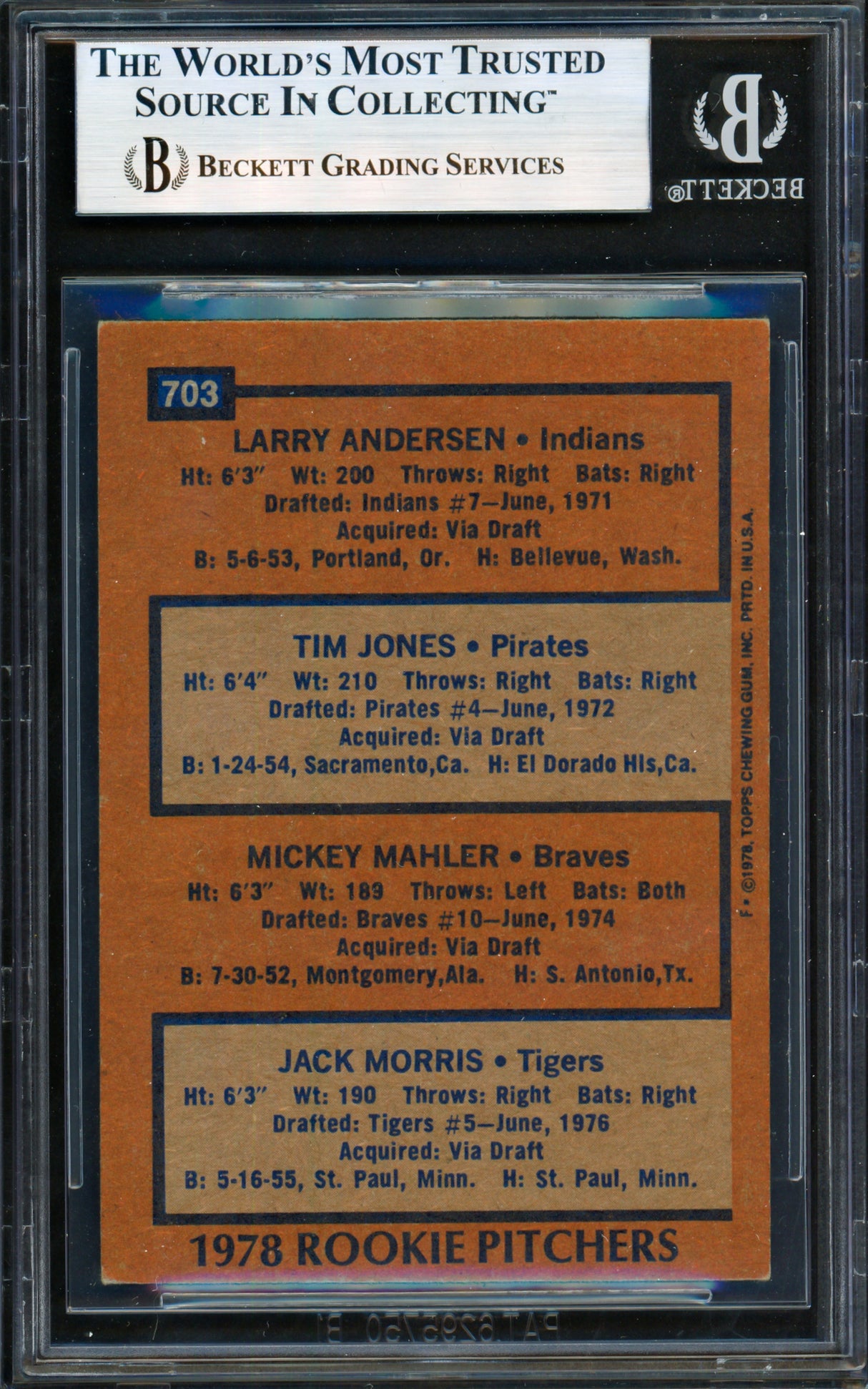 Larry Andersen & Tim Jones Autographed 1978 Topps Rookie Card #703 Beckett BAS #19958712