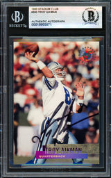 Troy Aikman Autographed 1995 Stadium Club Card #300 Dallas Cowboys Beckett BAS #19955871