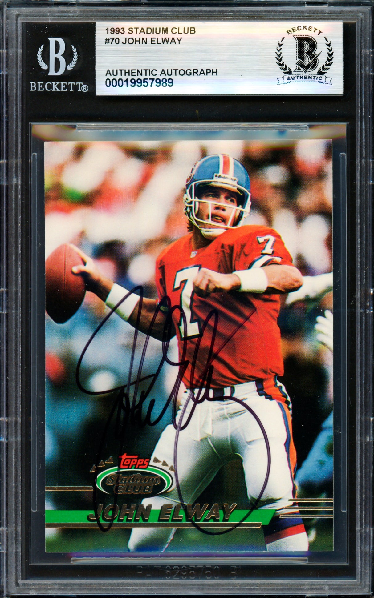 John Elway Autographed 1993 Upper Deck SP Card #76 Denver Broncos Beckett BAS #19957989