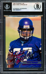 Korey Stringer Autographed 1995 Stadium Club Rookie Card #D446 Minnesota Vikings Beckett BAS #19958617
