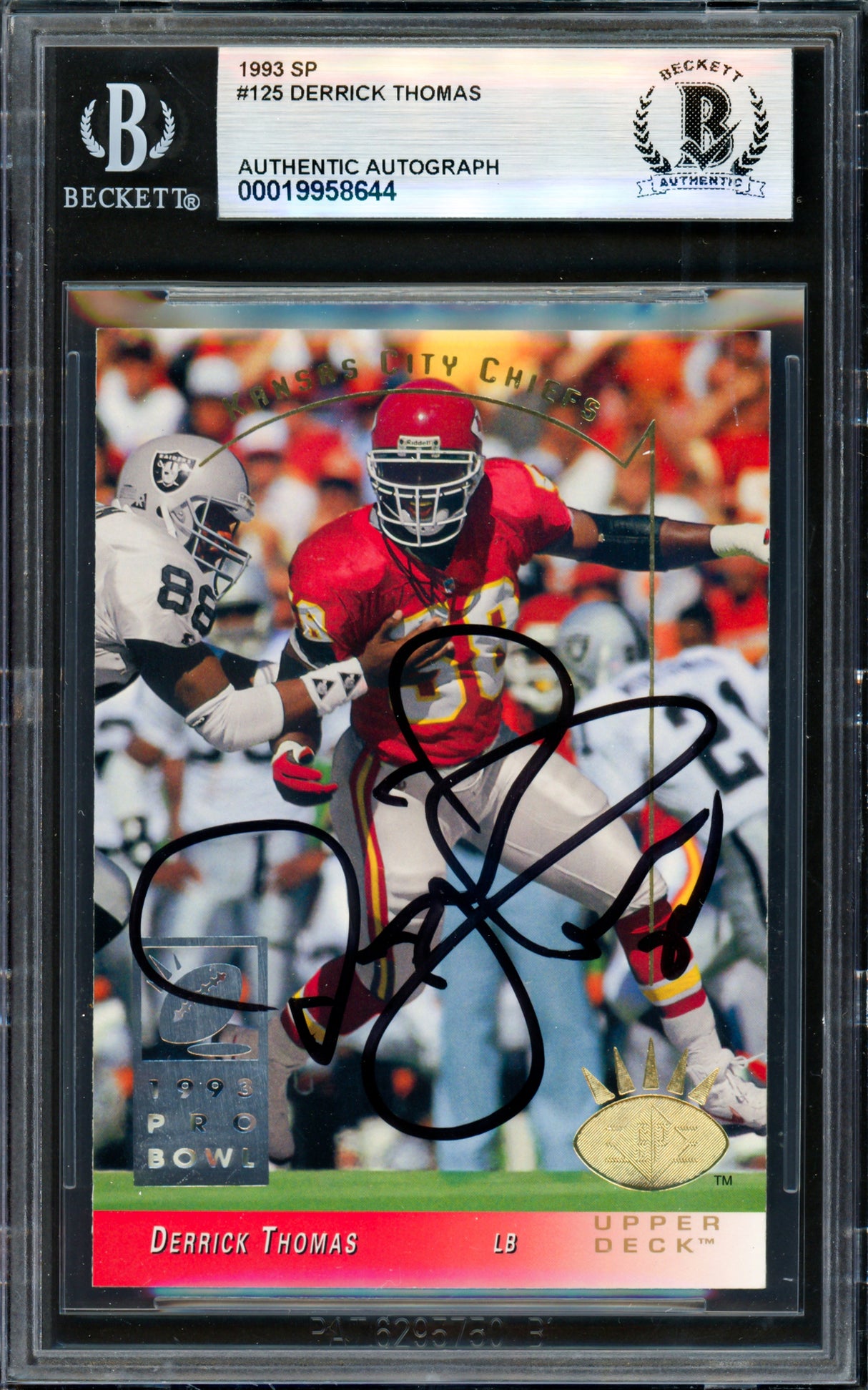 Derrick Thomas Autographed 1993 Upper Deck SP Card #125 Kansas City Chiefs Beckett BAS #19958644
