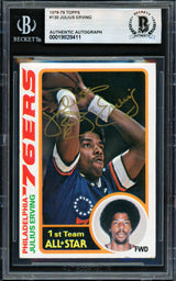 Julius Dr. J Erving Autographed 1978-79 Topps Card #130 Philadelphia 76ers Beckett BAS #19828411