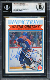 Wayne Gretzky Autographed 1982-83 O Pee Chee Card #107 Edmonton Oilers Vintage Signature Beckett BAS #19828431