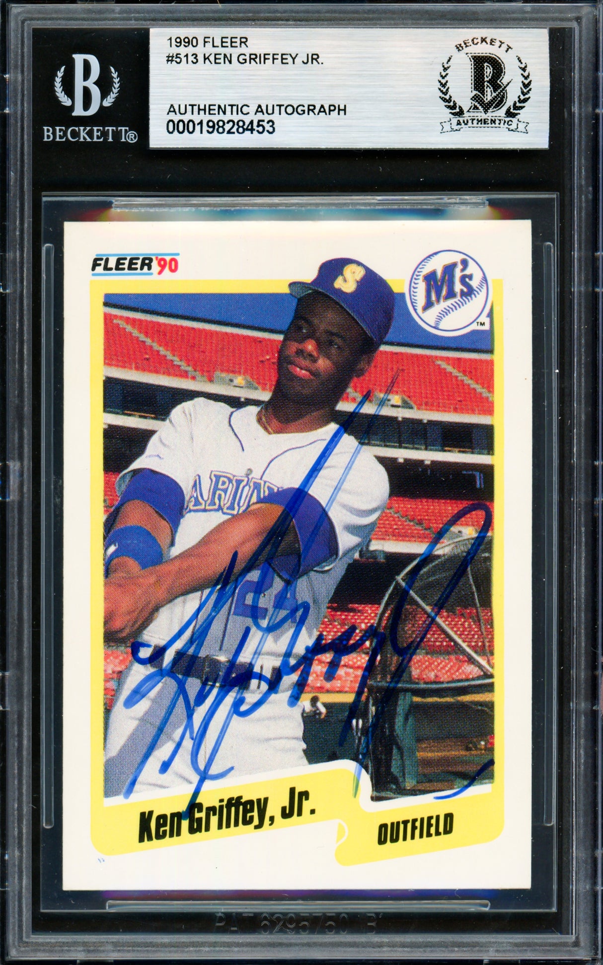 Ken Griffey Jr. Autographed 1990 Fleer Card #513 Seattle Mariners Beckett BAS #19828453