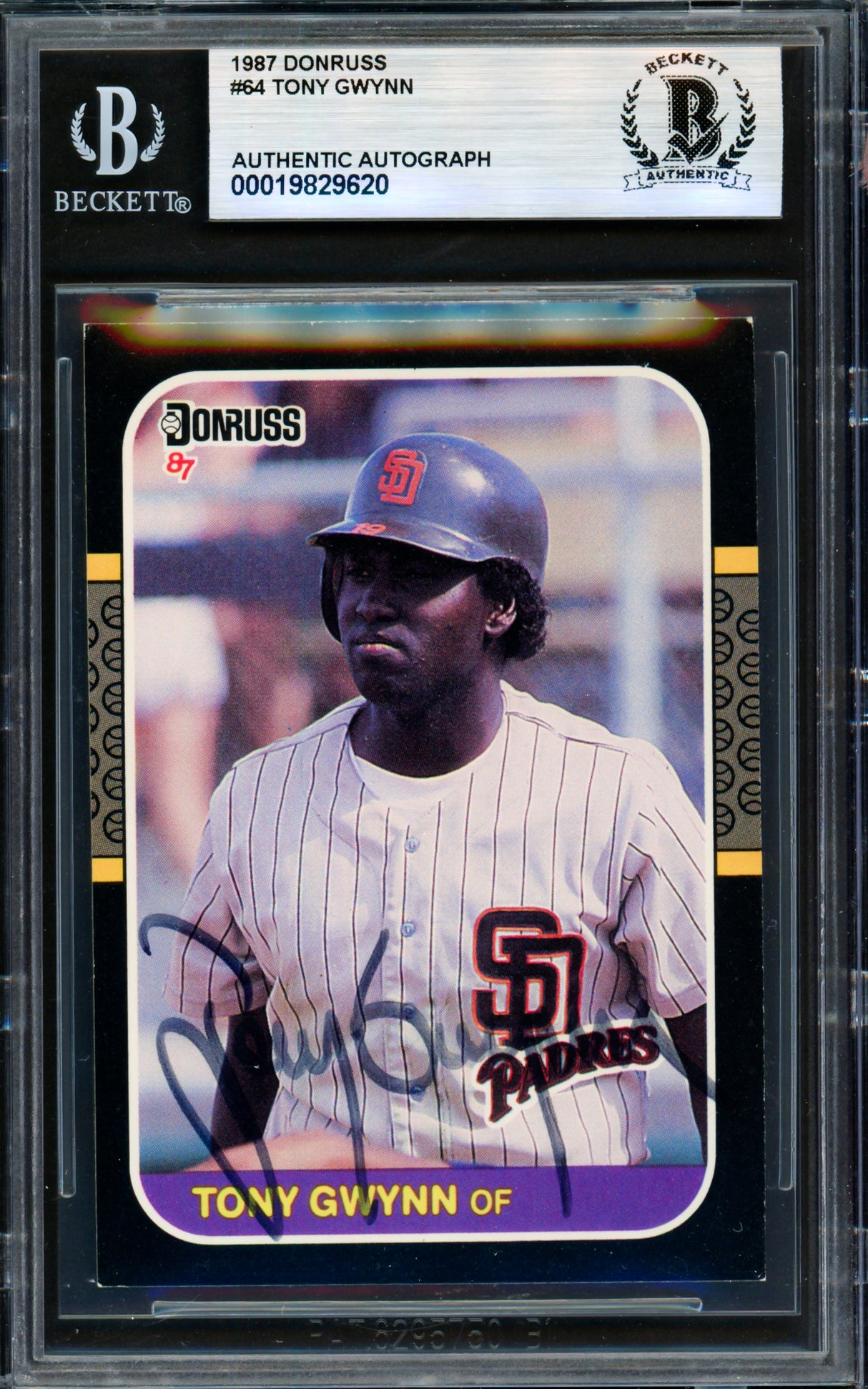 Tony Gwynn Autographed 1987 Donruss Card #64 San Diego Padres Beckett BAS #19829620