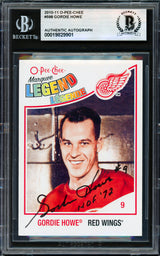Gordie Howe Autographed 2010-11 O Pee Chee Marquee Card #598 Detroit Red Wings "HOF 72" Beckett BAS #19829901