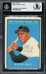 Willie Mays Autographed 1961 Topps Card #482 San Francisco Giants Beckett BAS #19830003