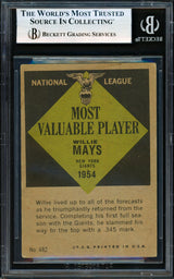 Willie Mays Autographed 1961 Topps Card #482 San Francisco Giants Beckett BAS #19830003