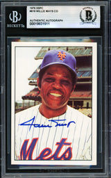 Willie Mays Autographed 1976 SSPC Card #616 New York Mets Beckett BAS #19831511