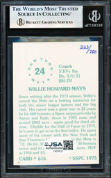 Willie Mays Autographed 1976 SSPC Card #616 New York Mets Beckett BAS #19831511