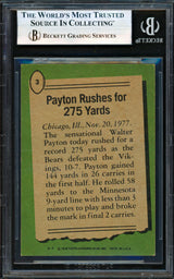 Walter Payton Autographed 1978 Topps Card #3 Chicago Bears Beckett BAS #19830104