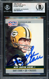 Bart Starr Autographed 1990 Pro Set Card #1 Green Bay Packers Beckett BAS #19830571