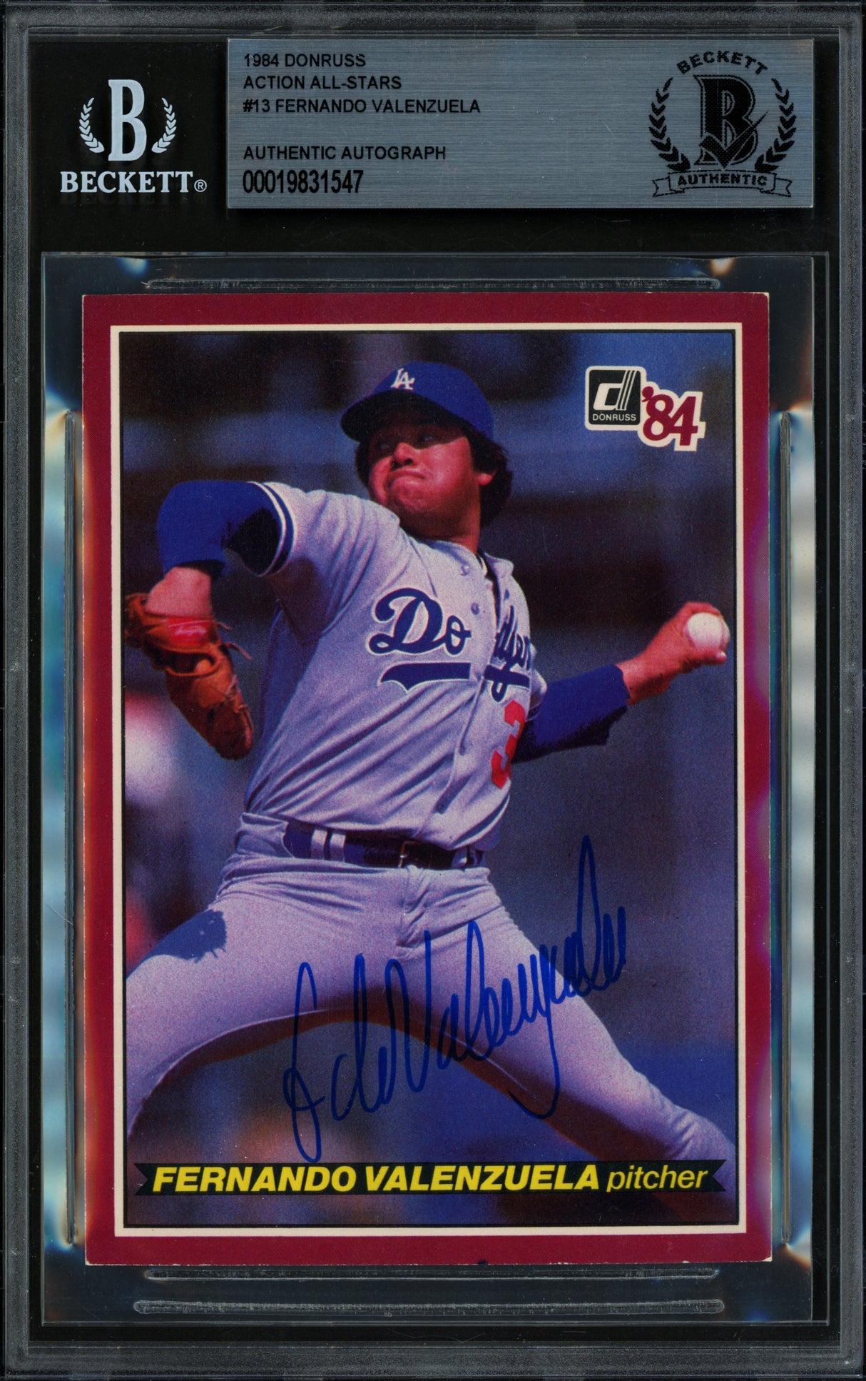 Fernando Valenzuela Autographed 1984 Donruss Action All Stars Card #13 Los Angeles Dodgers Beckett BAS #19831547