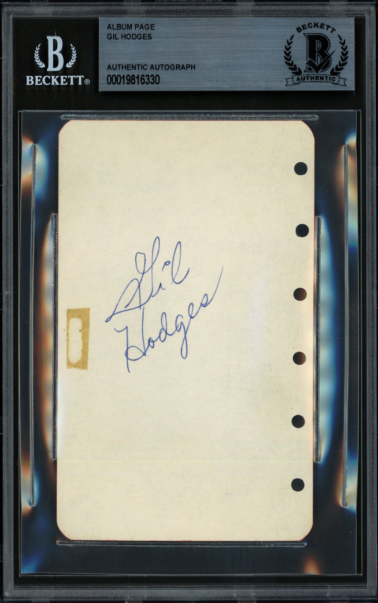 Gil Hodges Autographed 3x5 Album Page Photo Los Angeles Dodgers, New York Mets Beckett BAS #19816330