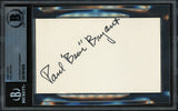 Paul Bear Bryant Autographed 3x5 Index Card Alabama Beckett BAS #19816606