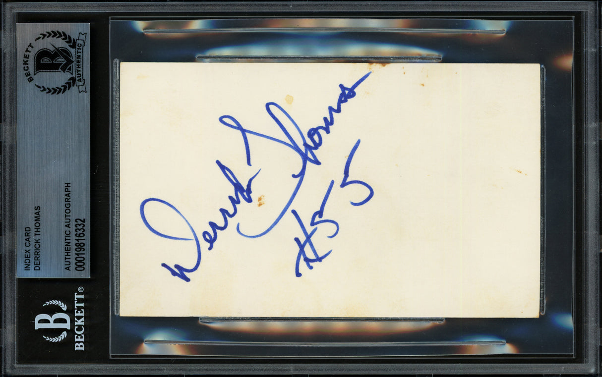 Derrick Thomas Autographed 3x5 Index Card Kansas City Chiefs Vintage Signature Beckett BAS #19816332