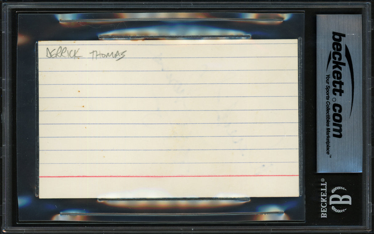 Derrick Thomas Autographed 3x5 Index Card Kansas City Chiefs Vintage Signature Beckett BAS #19816332