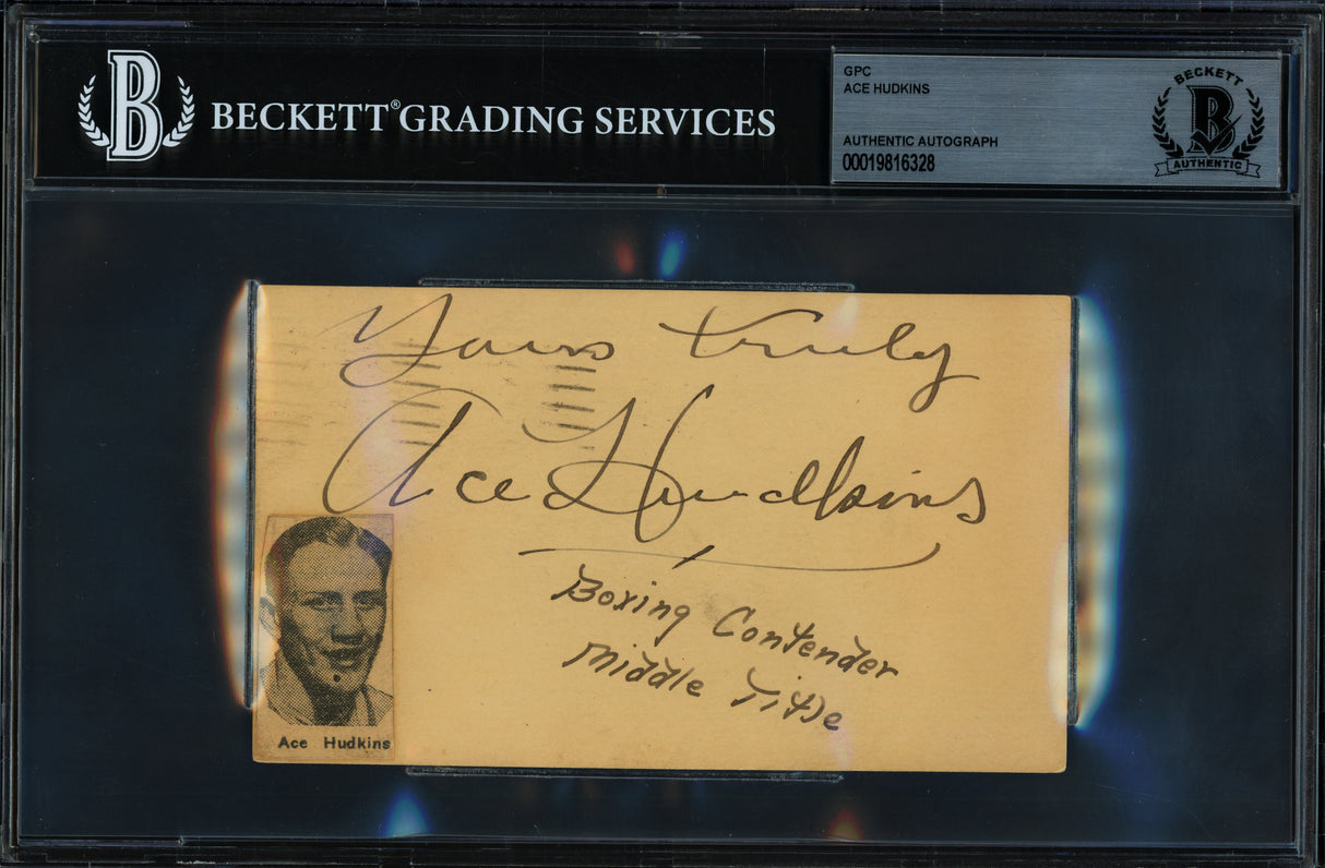 Ace Hudkins Autographed 1930 Government Postcard Beckett BAS #19816328