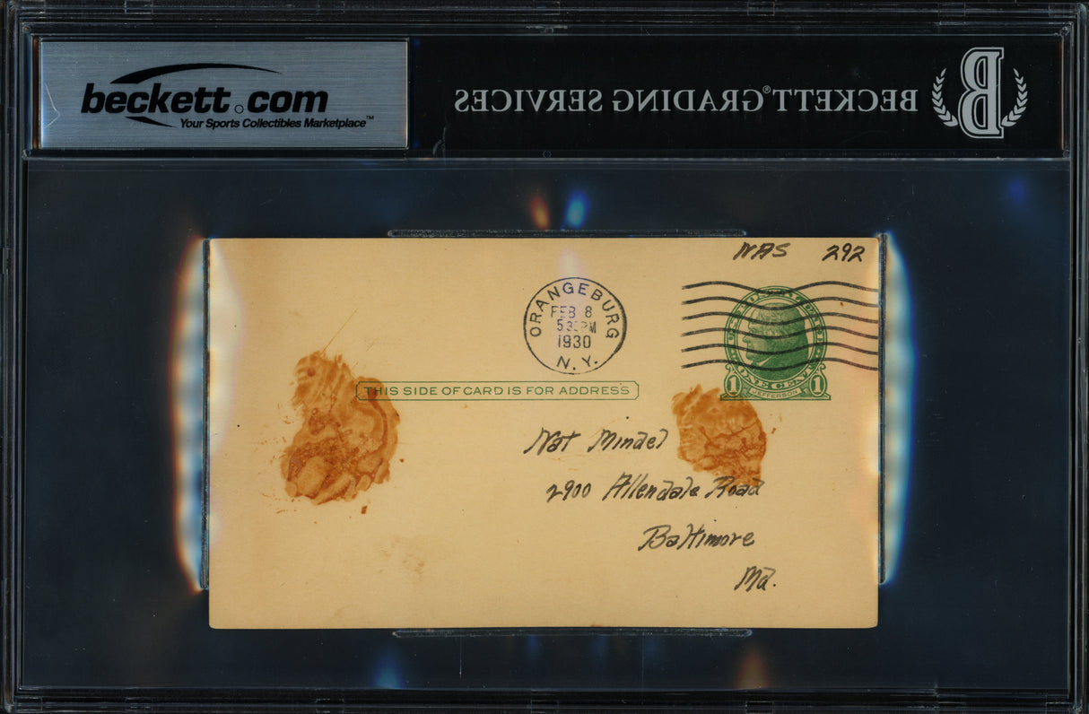 Ace Hudkins Autographed 1930 Government Postcard Beckett BAS #19816328