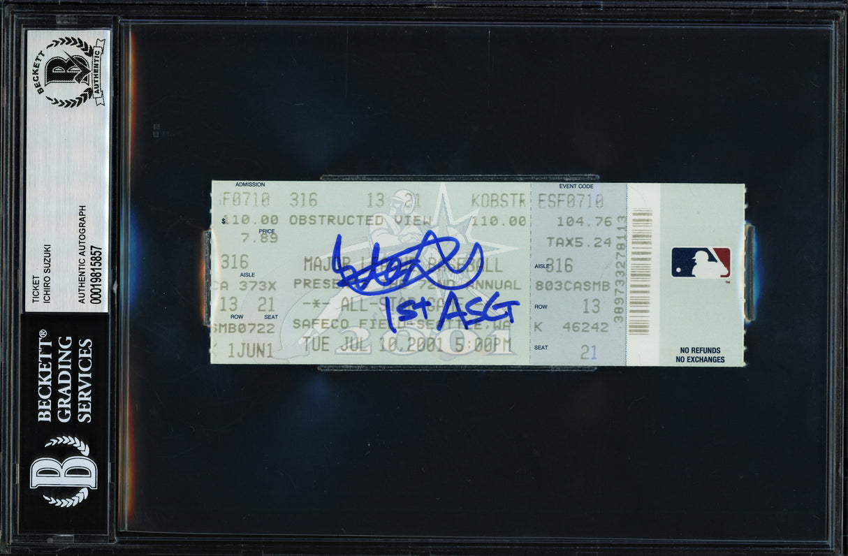 Ichiro Suzuki Autographed 2001 All Star Game Ticket Seattle Mariners "1st ASG" Beckett BAS #19815857