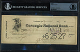Honus Wagner Autographed Check Beckett BAS #19816612