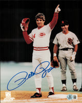 Pete Rose Autographed 8x10 Photo Cincinnati Reds Beckett BAS QR #BV86512