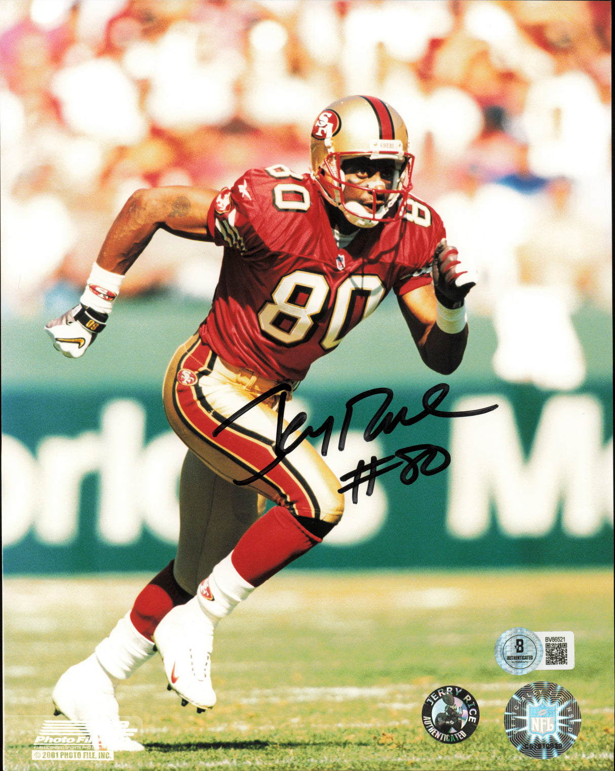 Jerry Rice Autographed 8x10 Photo San Francisco 49ers Beckett BAS QR #BV86521