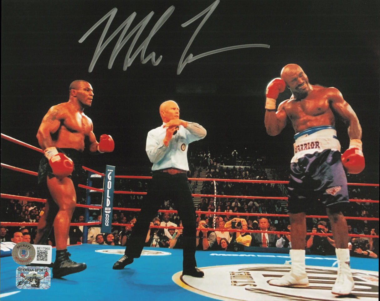 Mike Tyson Autographed 8x10 Photo vs. Evander Holyfield Beckett BAS #BE17960