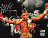 Mike Tyson Autographed 8x10 Photo Belts Beckett BAS #BE17766