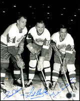 Gordie Howe, Sid Abel, & Ted Lindsay Autographed 8x10 Photo Production Line Beckett BAS #AE85140