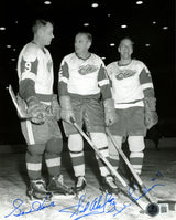 Gordie Howe, Sid Abel, & Ted Lindsay Autographed 8x10 Photo Production Line Beckett BAS #AE85139
