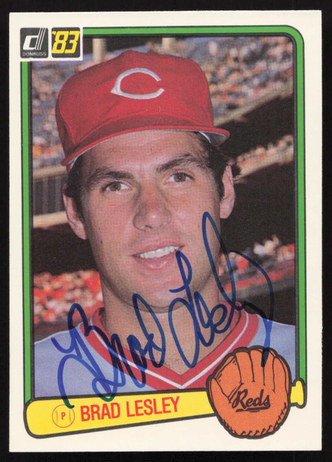Brad Lesley Autographed 1983 Donruss Rookie Card #547 Cincinnati Reds SKU #263755
