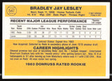 Brad Lesley Autographed 1983 Donruss Rookie Card #547 Cincinnati Reds SKU #263755