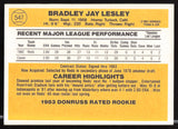 Brad Lesley Autographed 1983 Donruss Rookie Card #547 Cincinnati Reds SKU #263756