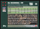 Eli Manning Autographed 2007 Topps Card #30 New York Giants SKU #265319